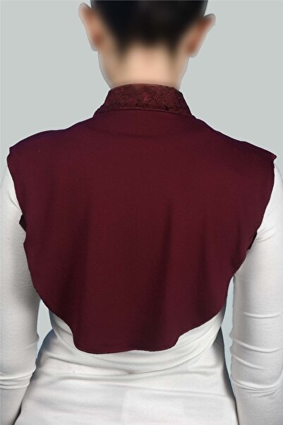 Altobeh Women's Combed Cotton Hijab Circle Collar Lace Collar - Claret Red