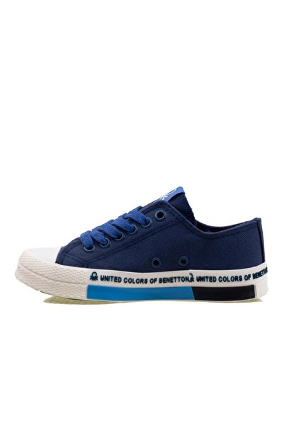 Benetton Blue Women's Linen Sneakers Bn 70017