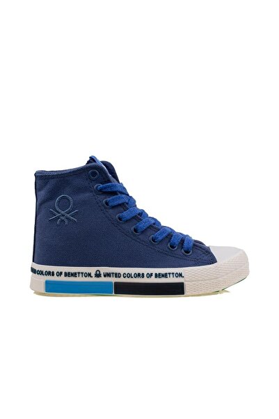Benetton Mavi Beyaz Uzun Kadın Keten Spor Ayakkabı Bn 70021