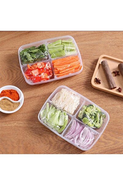 Bayev 4 Compartment Breakfast and Vegetable Storage Container with Lid - 400 ml Food Storage Container (1 PC)
