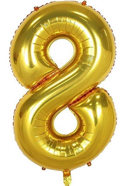 BeySüS Gold 8 Number Foil Balloon - 40 Inch