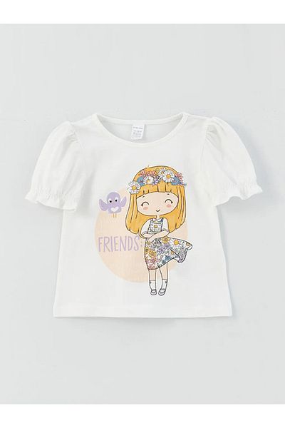 LC Waikiki Crew Neck Printed Baby Girl T-Shirt and Skirt Set of 2