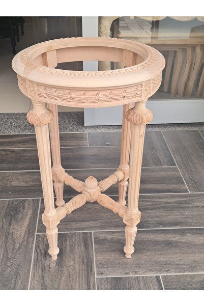 EL YAPIMI Yağız Mobilya Aksesuar Sarmaşık Oymali Yan Sehpa