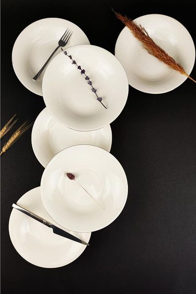 Digithome 6-Piece Gold Rim Istanbul Porcelain Pit Plate Dinner Plate Set 21 Cm Gold - Tl4036341 C320.003