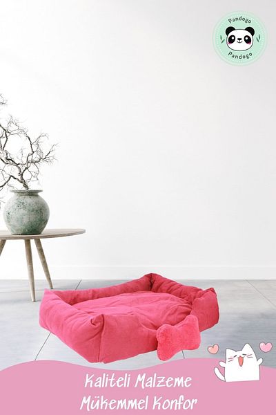 Pandogo Cat Bed Pet Cat Cushion Pet Rectangular 65x45 Cm Soft Cushion Red