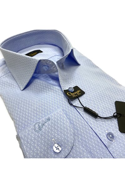Chamis Slimfit Blue Dobby Modern Italian Collar Shirt