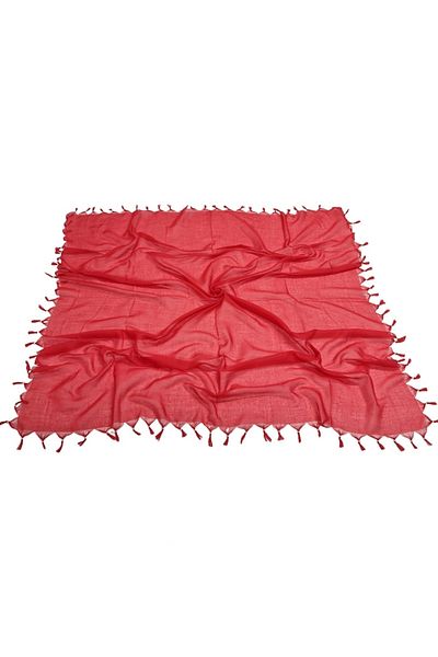 Gülsoy Women's Disassembly Beaded Scarf Handcrafted Cotton Cheesecloth Red 110cm X 110cm