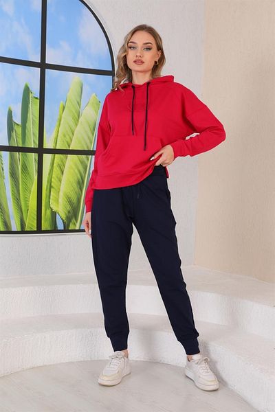 WestBound Ανάγλυφο μοτίβο καρδιάς Casual Sweat Jogger Γυναικείο αθλητικό κοστούμι κόκκινο