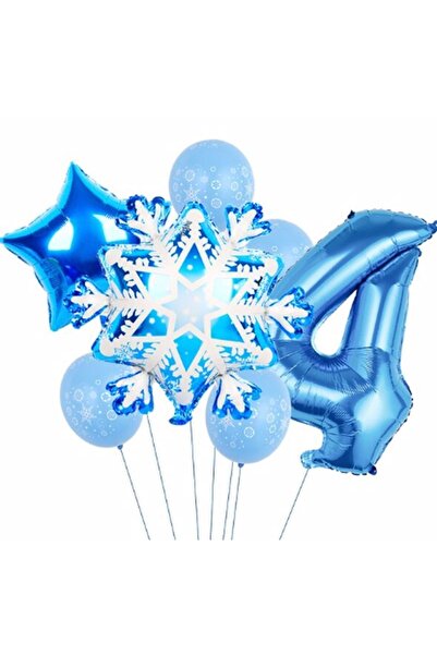 Parti Station Kar Tanesi Frozen Elsa Kış Konsept Snowflake 4 Yaş Balon Konsep...