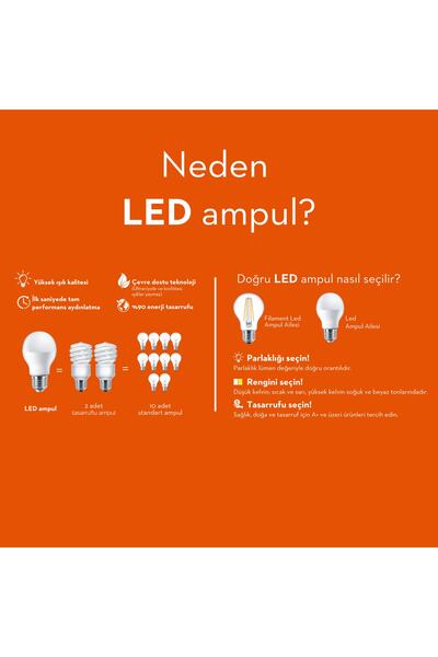 ORBUS A60 6w Filament Bulb Clear E27 600lm Ra80 220-240v/50hz Ampul – 2700k Sarı Işık