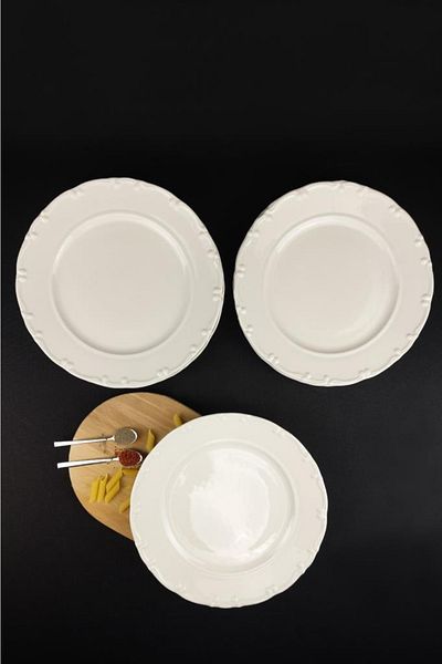 Digithome 6-Piece Liana Serving Plate Set 27 Cm Cream - Tl4035559 C320.003