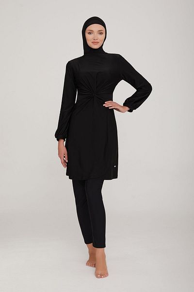 Remsa Mayo Κομψό Lycra πλήρως καλυμμένο μαγιό Hijab Tummy 2 4464 Μαύρο
