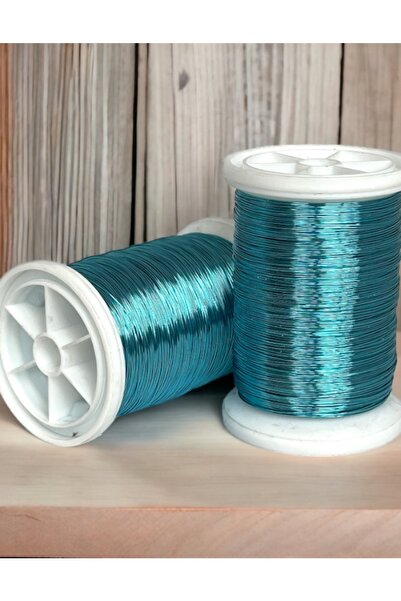 gürbüz filografi 0.30mm (100gr - 150m ) Bakır Üstü Gümüş Kaplı Açık Mavi Renkli Filografi Teli