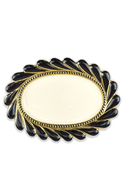 Digithome Callavi Oval Serving Plate 39 Cm Black Gold - Gbo 180 C320.113