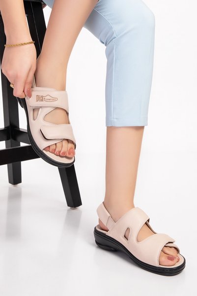 DİA COMFORT Diyabetik Tam Ortopedik Hakiki Deri Kadın Sandalet Dia020