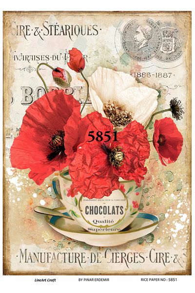 LİNEART Brass Decopage Paper La-5851