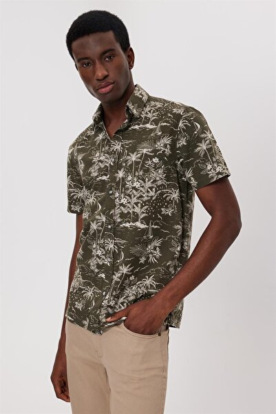 Lee Cooper Ανδρικό υφαντό πουκάμισο Carter χακί