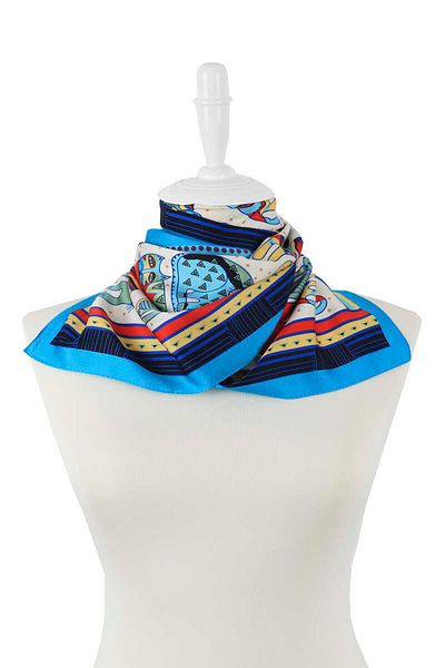 Bursa İpek Turquoise Mint Patterned Silky Scarf