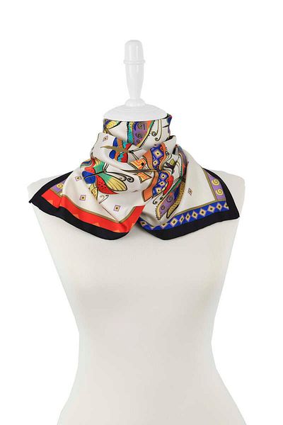 Bursa İpek Purple Patterned Water Green Silky Scarf