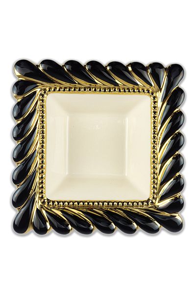 Digithome Callavi Square Salad Bowl 29 Cm Black Gold - Gbo 189 C320.113