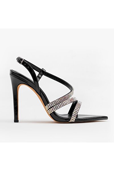 Nervia | Bella Black Stone Heeled Women's Sandals