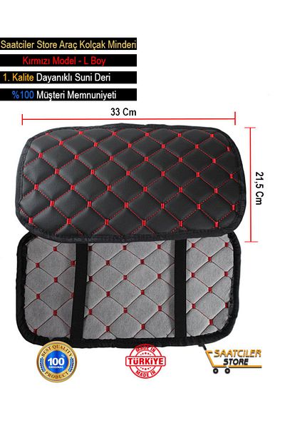 Saatstore Mazda 323 Sedan - 1998-2003 Red Embroidered Capitone Sponge Leather Auto Armrest Case