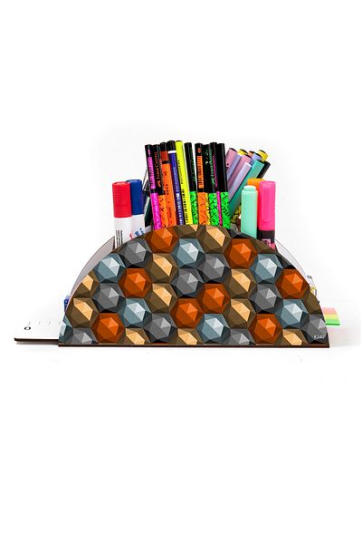 kutuTR Vip Student Series - Desktop Pen Holder Organizer with Wooden Rainbow Ruler