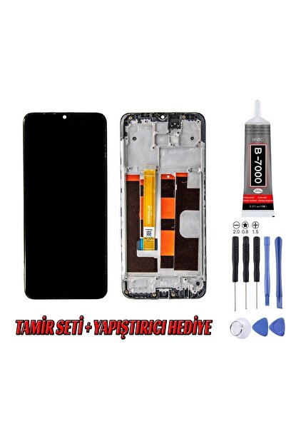 Genos Oppo A5 2020 Lcd Ekran Çıtalı Siyah Montaj Kiti Hediye