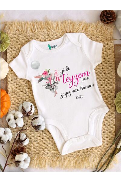 CACTUS COLLECTION بدلة أطفال قطنية بيضاء مطبوعة من Cactus Baby Good I Have Aunt