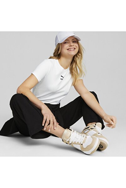 Puma تي شيرت نسائي أبيض من Classics Slim Tee