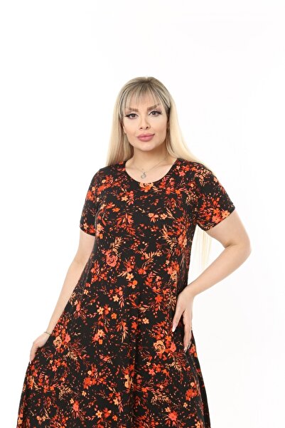 mami butik Ασύμμετρη φούστα μεγάλου μεγέθους με κοντό μανίκι από βισκόζη χτενισμένο βαμβάκι Κομψό άνετο καλοκαιρινό φόρεμα