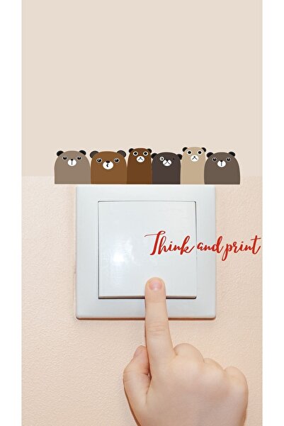 Think And Print Χαριτωμένο αυτοκόλλητο για πρίζα - Ζώα σαφάρι, αρκουδάκι, απα...