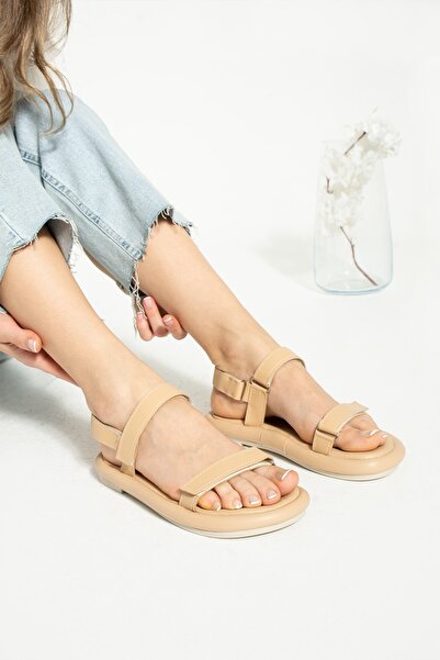 Ayax صنادل نسائية من الجلد فيلكرو ديلي باف