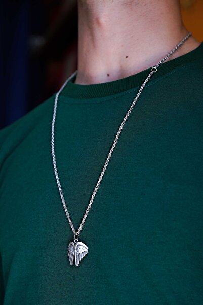 The Collection Antik Gümüş Kaplama Melek Kanadı Kolye