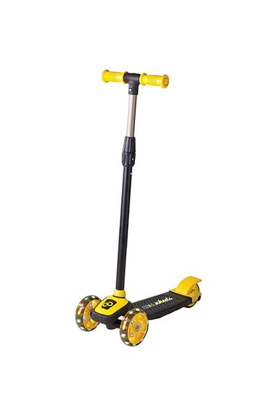 Furkan Toys Unisex Children's Yellow Cool Wheels LED Lighted 3 Wheel Height Adjustable Twist Scooter