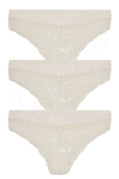 Soft Light Ελαφρύ, Γυναικείο, Ύφασμα Beli, Λευκό Slip με Δαντέλα Σλιπ 3 τεμαχίων