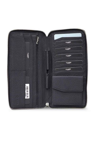 GUARD Matte Black Leather Extra Large Handheld Portfolio