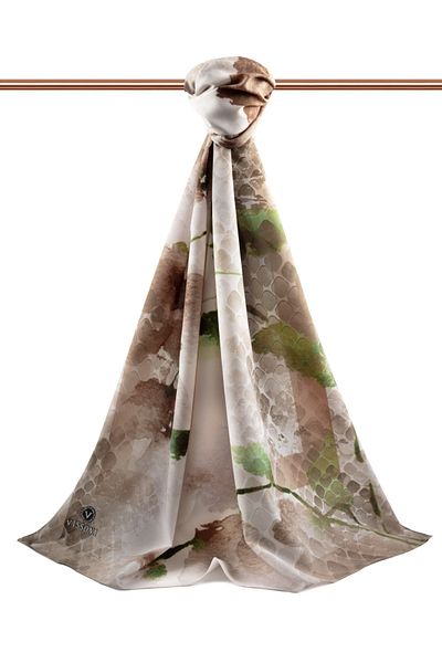 Vissona Γυναικείο σάλι πολυτελείας Medina Silk Beige-4