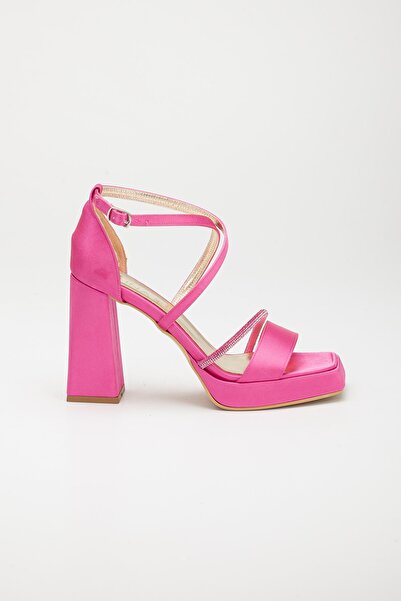 LİLLA Women's Angular Platform High Thick Heeled Evening Dress Shoes