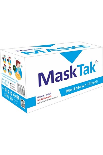 masktak 3 Katlı Telli Cerrahi Maske 50 Li Kutu Burun Lastikli Kokusuz