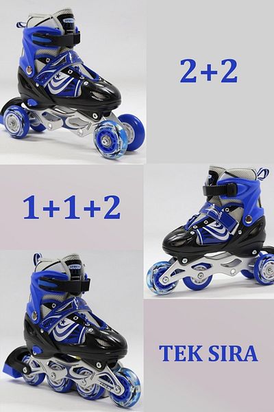 LRS STORE Blue Adjustable Metal Practice Skate - Beginner and Advanced Level + Knee Pad Elbow Pad Set