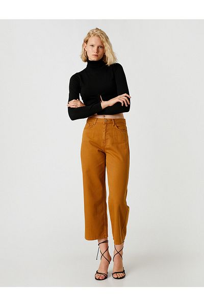Koton Pantaloni din denim Jean cu tăietură relaxată cu talie înaltă