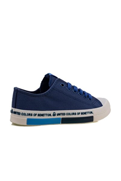 Benetton Blue Women's Linen Sneakers Bn 70017