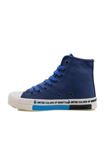 Benetton Mavi Beyaz Uzun Kadın Keten Spor Ayakkabı Bn 70021