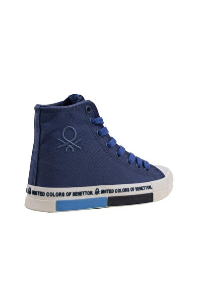 Benetton Mavi Beyaz Uzun Kadın Keten Spor Ayakkabı Bn 70021