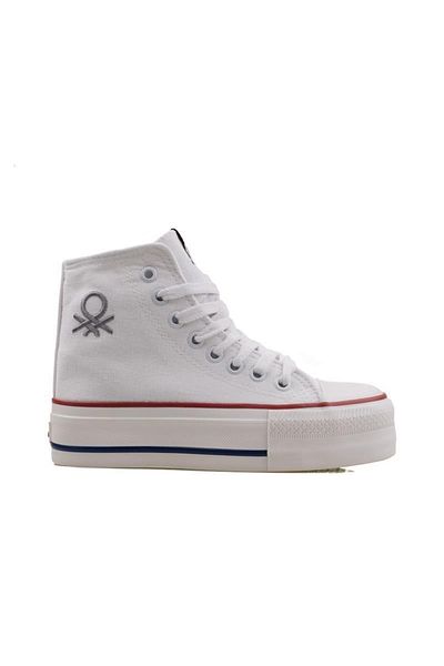 Benetton Pantofi sport lungi de in pentru femei cu talpă groasă albă Bn30939