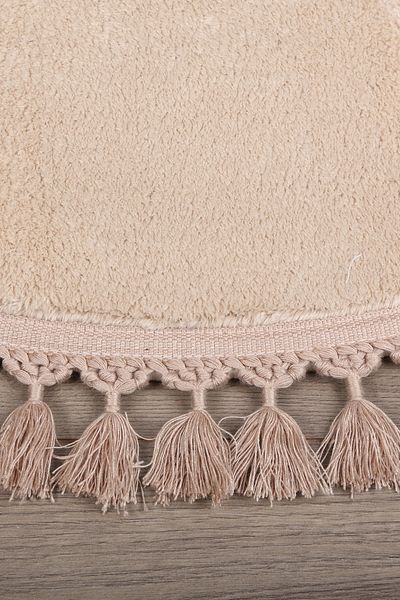 Bonny Home Relax Mink Oval - Antibacterial and Washable Carpet for Children's Room, with Pompom Fringe