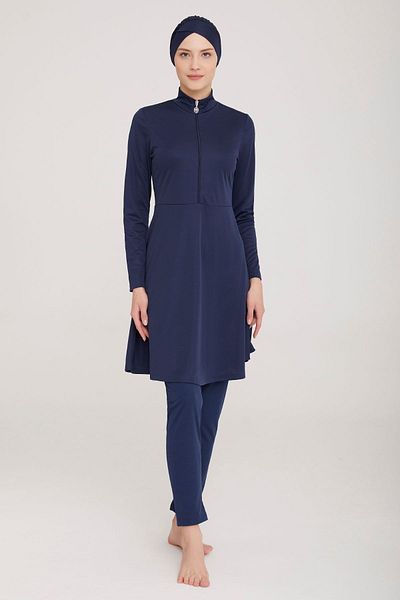 Remsa Mayo Lycra Fully Covered Hijab Swimsuit Mayfree Plain 9020 Dark Navy Blue