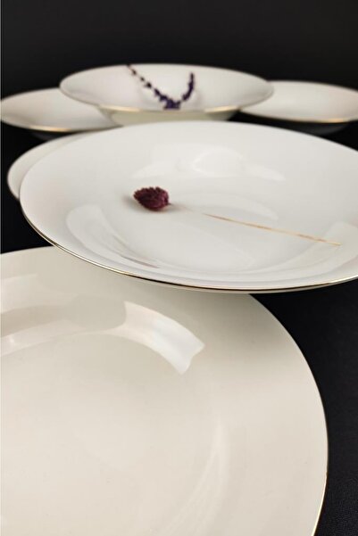 Digithome 6’lı Gold Rim Istanbul Porselen Çukur Tabak Yemek Tabağı Seti 21 Cm Altın – Tl4036341 C320.003