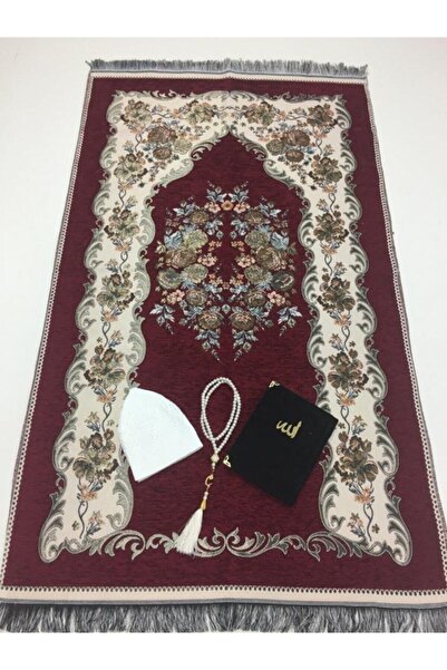 Kardelen Bordo Güllü Seccade Takke Inci Tesbih Kadife Yasin Seti